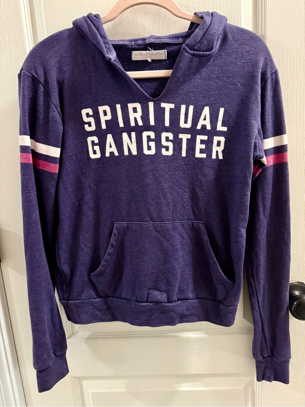 Spiritual Gangster Purple Crewneck Hoodie with White Logo